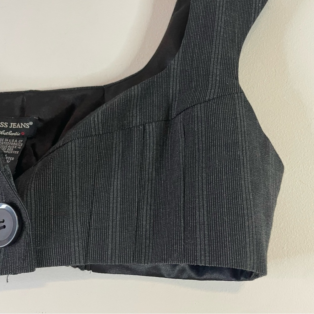 Y2K Guess Bra Top Med Black Club Office Siren Pinstripe Acubi Contemporary Glam - Picture 7 of 14